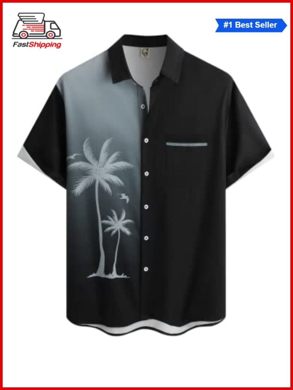 ✨Hardaddy Men's Hawaiian Shirt Short Sleeve Coconut Print Button Down Beach
